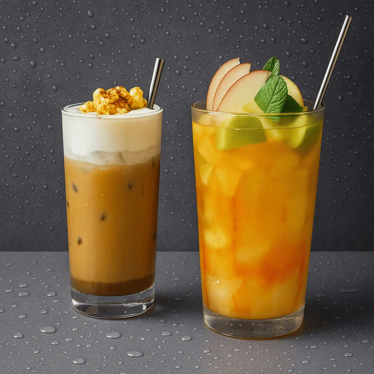 漠憩MATCH｜ 焦糖爆米花拿鐵 × 蜂蜜蘋果果茶